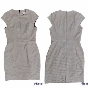 H&M Sheath Dress Hounds Tooth Size 8 Black White Multi Season Work, Business